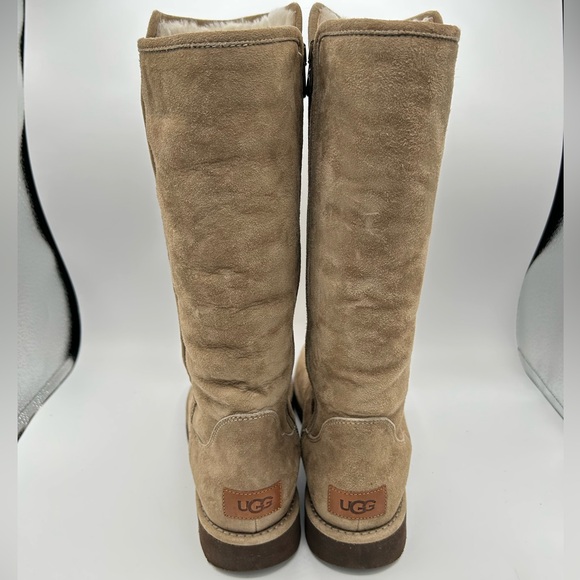 UGG Australia Sz 8 Women's Abree II Tall Boots Beige Sheepskin Suede - Picture 6 of 10